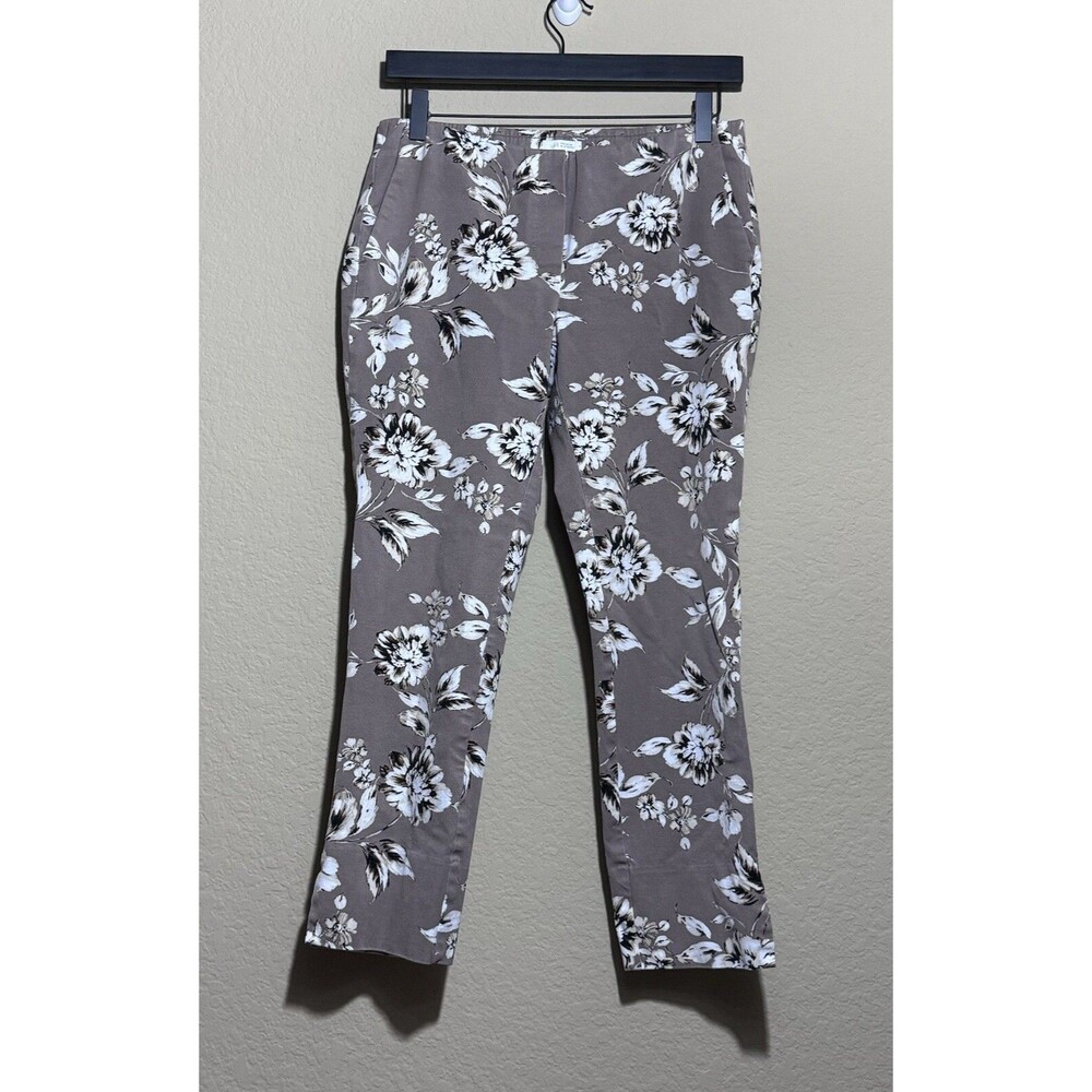 J.Jill Premium Bi-Stretch Sandalwood Brown Floral Casual Crop Pant Women's 6